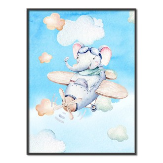 An elephant and an airplane kids Poster