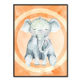 Watercolor elephant kids Poster