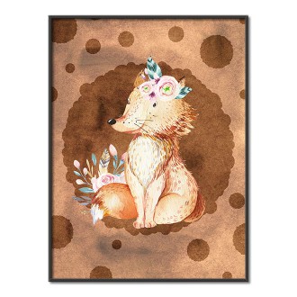 Fox with flowers kids Poster