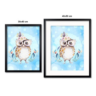 Owl with flowers kids Poster