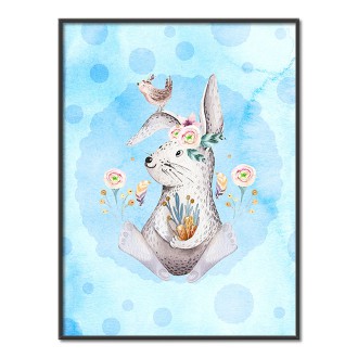 Hare with flowers kids Poster