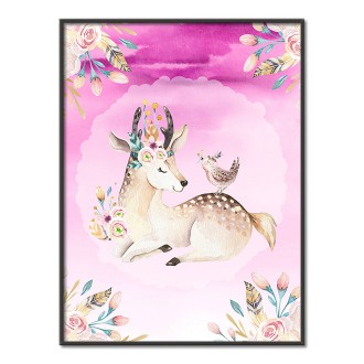 Roe deer with flowers kids Poster
