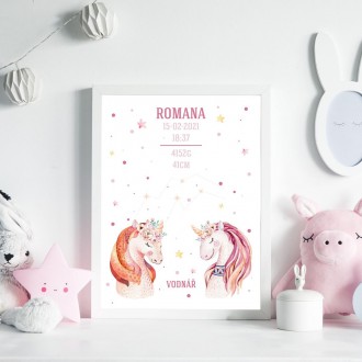 Unicorns and Aquarius constellation poster