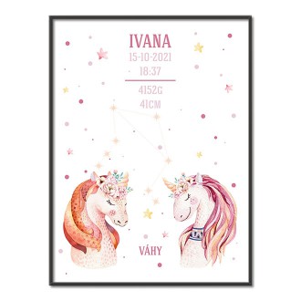 Unicorns and Libra Constellation poster