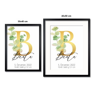 Personalized Poster Baby Birth - Alphabet "B"