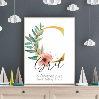 Personalized Poster Baby Birth - Alphabet "C"