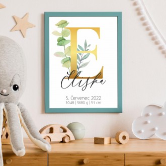 Personalized Poster Baby Birth - Alphabet "E"