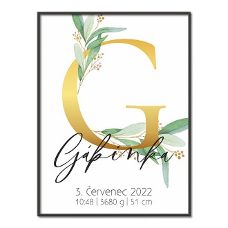 Personalized Poster Baby Birth - Alphabet "G"