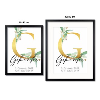 Personalized Poster Baby Birth - Alphabet "G"