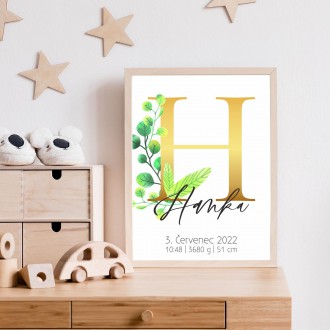 Personalized Poster Baby Birth - Alphabet "H"