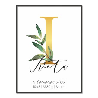 Personalized Poster Baby Birth - Alphabet "I"