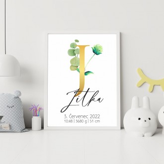 Personalized Poster Baby Birth - Alphabet "J"