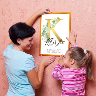 Personalized Poster Baby Birth - Alphabet "K"