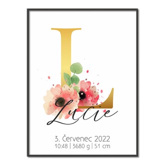 Personalized Poster Baby Birth - Alphabet "L"