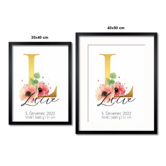Personalized Poster Baby Birth - Alphabet "L"