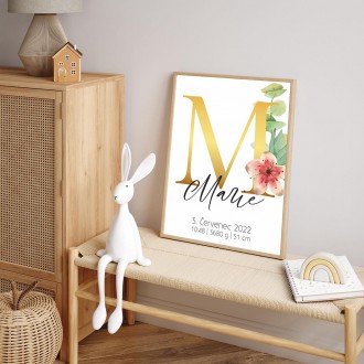 Personalized Poster Baby Birth - Alphabet "M"