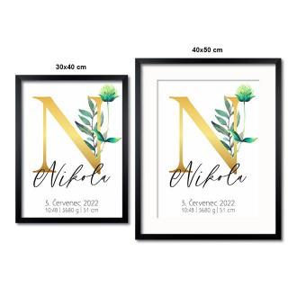 Personalized Poster Baby Birth - Alphabet "N"