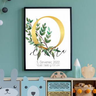 Personalized Poster Baby Birth - Alphabet "O"