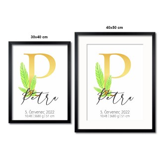 Personalized Poster Baby Birth - Alphabet "P"