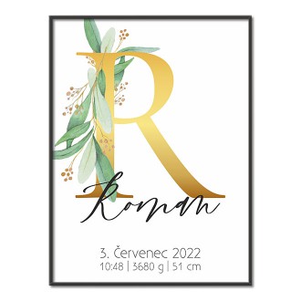 Personalized Poster Baby Birth - Alphabet "R"