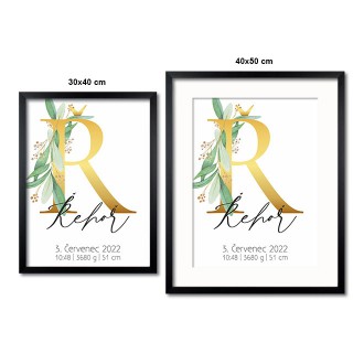 Personalized Poster Baby Birth - Alphabet "Ř"