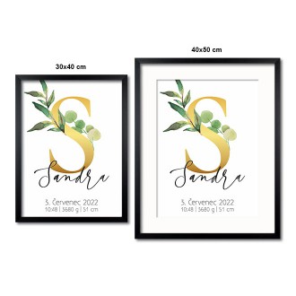 Personalized Poster Baby Birth - Alphabet "S"