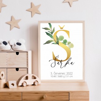 Personalized Poster Baby Birth - Alphabet "Š"