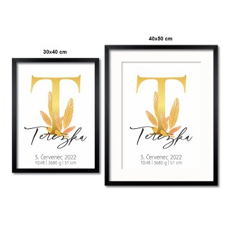 Personalized Poster Baby Birth - Alphabet "T"