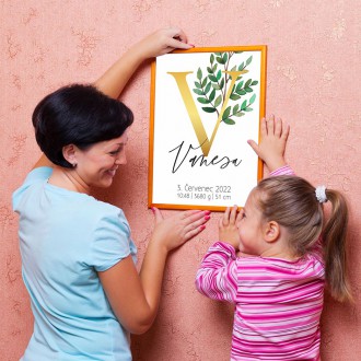 Personalized Poster Baby Birth - Alphabet "V"