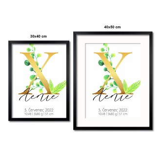 Personalized Poster Baby Birth - Alphabet "X"