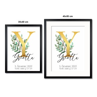 Personalized Poster Baby Birth - Alphabet "Y"