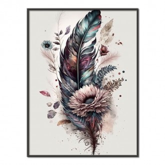 Collage of flowers and feathers