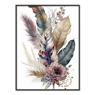 Collage of flowers and feathers 3