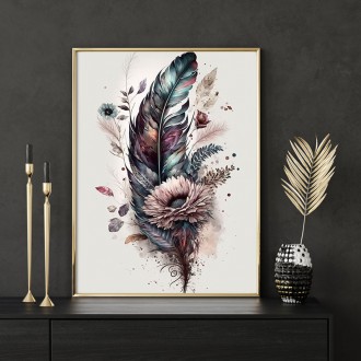Collage of flowers and feathers