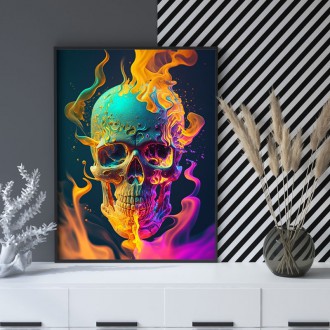 Skull in colored smoke