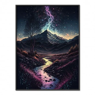 Magic mountain at night