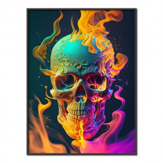 Skull in colored smoke