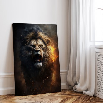A lion on fire
