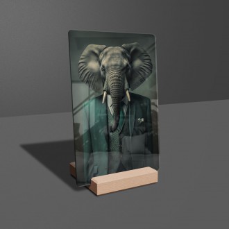 Acrylic glass An elephant in a suit