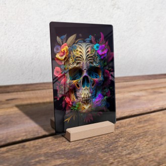 Acrylic glass Decorated skull in flowers
