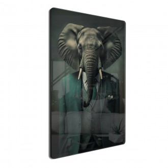 Acrylic glass An elephant in a suit