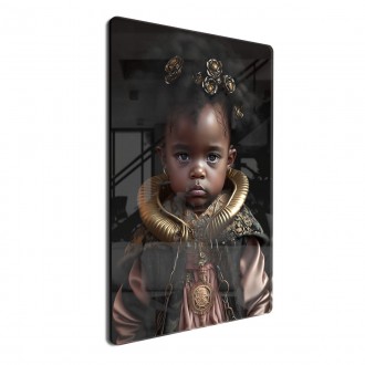 Acrylic glass Little girl with gold jewelry