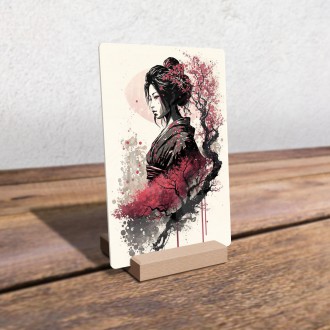 Acrylic glass Japanese girl with sakura