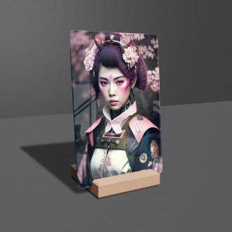 Acrylic glass Japanese geisha with sakura
