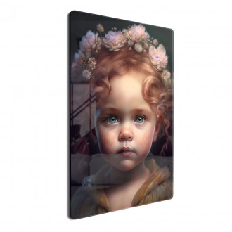 Acrylic glass Little girl with flowers in her hair