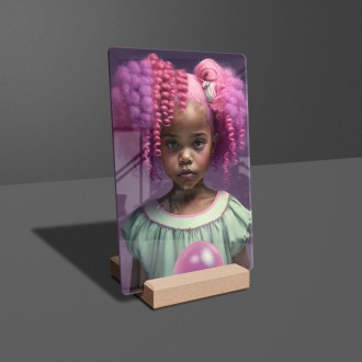 Acrylic glass Girl with pink hair