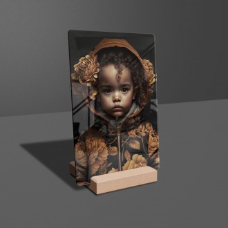 Acrylic glass A child in a floral sweatshirt