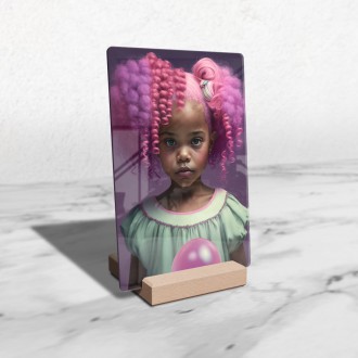 Acrylic glass Girl with pink hair