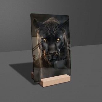 Acrylic glass Black panther on the hunt