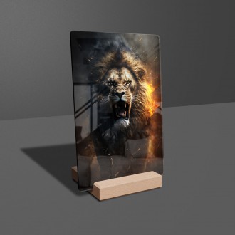 Acrylic glass A lion on fire